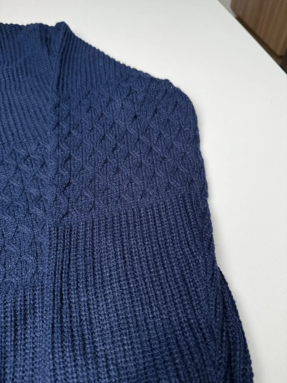 Studio Navy Textured Button-Front Cardigan - Picture 5 of 7